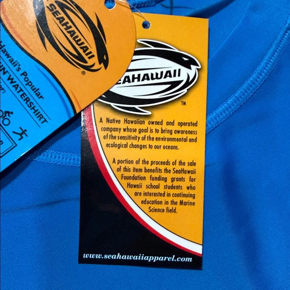 SeaHawaii Monkskin Large Watershirt UPF 50+ Rash Guard Blue Love The Ocean NWT